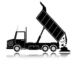 Black truck vector design. Isolated construction truck icon design in work.