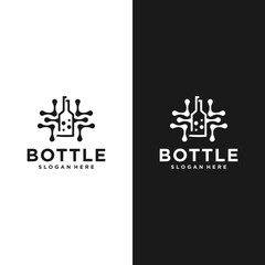 recycle plastic bottle logo vector stripes dotted icon, monoline color fill style