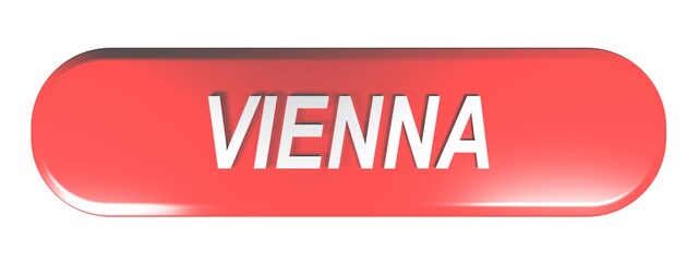 VIENNA red rounded rectangle push button - 3D rendering illustration