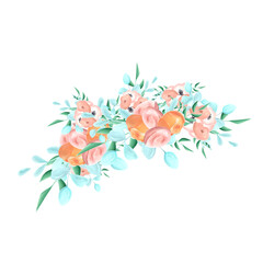 Watercolor Flower bouquet White background