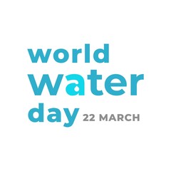 World water day lettering with negative space of water faucet. Banner vector illustration.