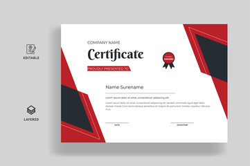 Fototapeta premium Certificate of appreciation template red & black color certificate design