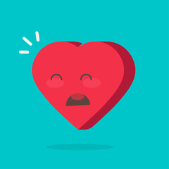 Crying hurt heart face emotion icon or unhappy sadness mood idea vector flat cartoon symbol isolated