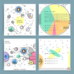 Set of abstract Colorful Memphis Art Background. 80s memphis geometric style flat and line design elements. Retro art for covers, banners, flyers and posters. Vector illustration