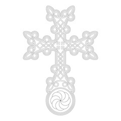 vector icon with ancient Armenian symbol Khachkar. Armenian cross stone for your project
