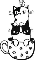 cats pattern black emotion doodle