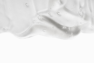 Hyaluron acid for skin care with collagen and retinol. Skincare lotion face serum swatch. Gel...