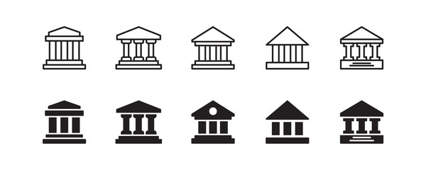 Bank icon set. Vector graphic illustration. Suitable for website design, logo, app, template, and ui.  - obrazy, fototapety, plakaty