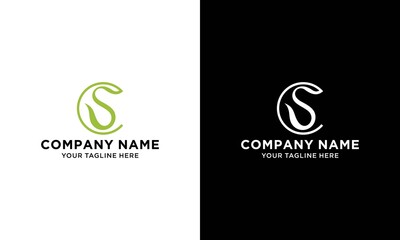 Initial Letter S With Leaf Luxury Logo. Green leaf logo Template vector Design.