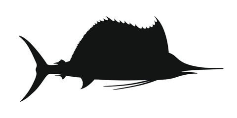 Sailfish graphic icon. Marlin sea fish sign isolated on white background. Symbol swordfish. Vector illustration