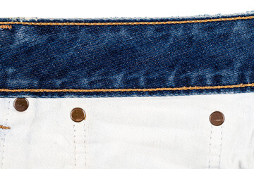 Piece of blue jeans fabric