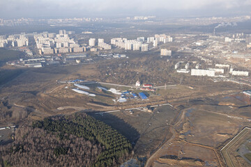 View of the Moscow from under the wing of an aircraft