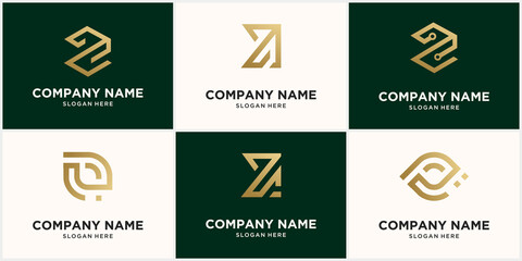 abstract monogram logo design set, in gold color