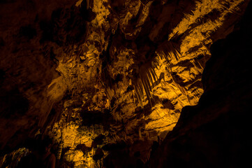 stalactites and stalagmites in cave of Grotte di Castellana in Puglia