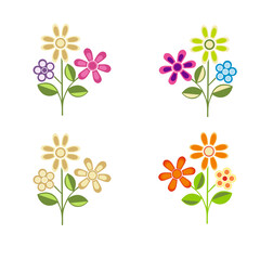 COLLECTION ILLUSTRATION OF COLORFUL FLOWERS AND ROSES