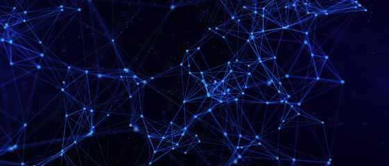 Abstract futuristic - technology with polygonal shapes on dark blue background. Design digital technology concept. 3d illustration.