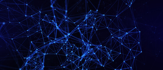 Obraz na płótnie Canvas Abstract futuristic - technology with polygonal shapes on dark blue background. Design digital technology concept. 3d illustration.