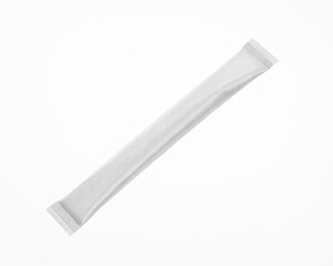 White Kraft Stick Sachet Mockup - 3D Illustration Isolated on White, Halfside View