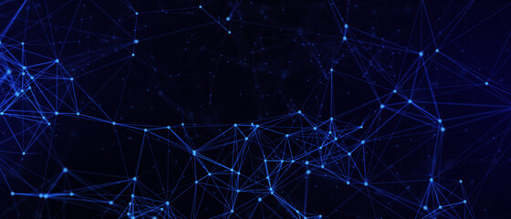 Fototapeta premium Abstract futuristic - technology with polygonal shapes on dark blue background. Design digital technology concept. 3d illustration.