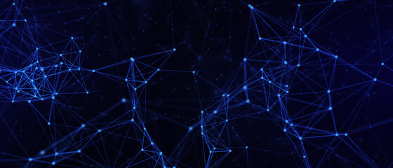 Abstract futuristic - technology with polygonal shapes on dark blue background. Design digital technology concept. 3d illustration.