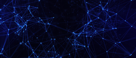 Abstract futuristic - technology with polygonal shapes on dark blue background. Design digital technology concept. 3d illustration.