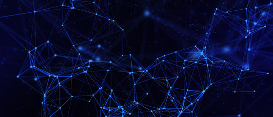 Abstract futuristic - technology with polygonal shapes on dark blue background. Design digital technology concept. 3d illustration.