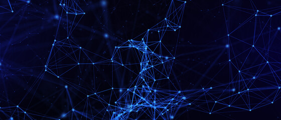 Abstract futuristic - technology with polygonal shapes on dark blue background. Design digital technology concept. 3d illustration.