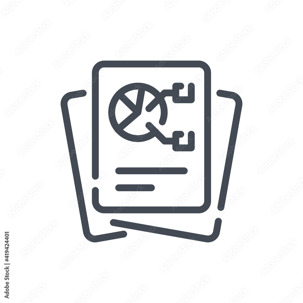 Poster analytical report line icon. documents with chart and statistics vector outline sign.