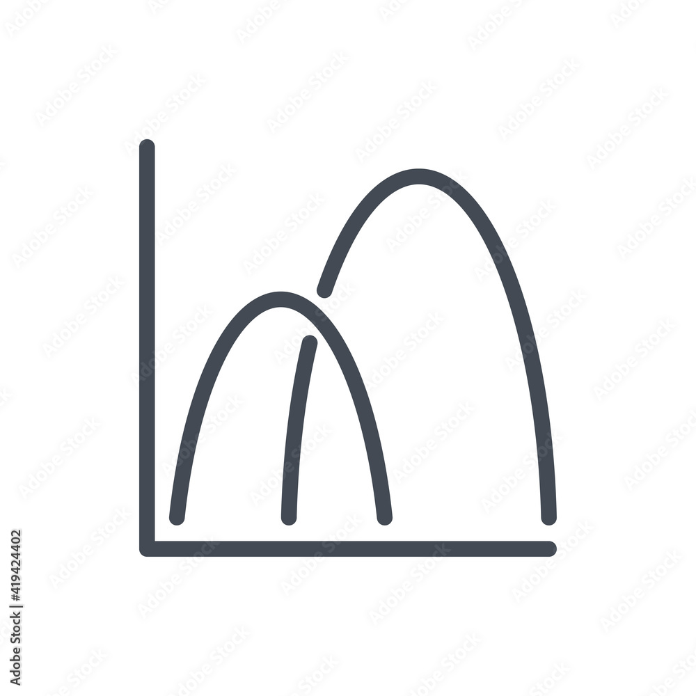 Poster bell curve chart line icon. curve graph report vector outline sign.