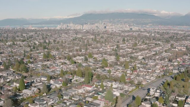 Panoramic aerial view of the picturesque Vancouver city skyline.