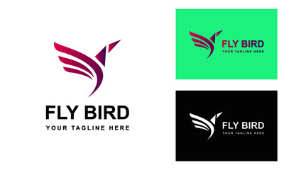 Obraz premium Fly Bird Logo Design Template-hummingbird, Colibri bird logo outline monoline vector icon illustration download.