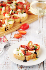 Italian bruschetta with tomatoes and mozzarella
