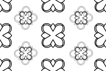 Vector elegan ornate tile seamless pattern. White and black background Retro hindu monochrome motif