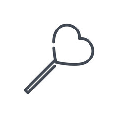 Heart lollypop line icon. Romantic candy on stick vector outline sign.