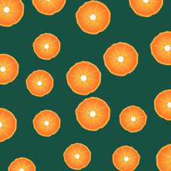 Colorful fruit pattern of fresh orange, green background. Use for print.