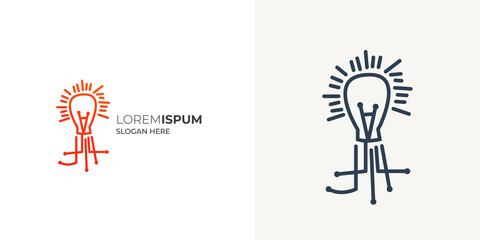 Bulb Withstand logo design vector template. Network Bulb design template
