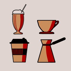 Coffee minimalistic illustrations. A glass of coffee.
