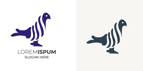 creative shape Pigeon vector logo design template with blue color