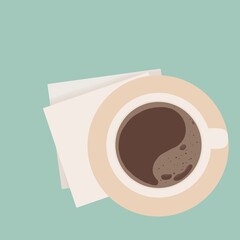 Coffee minimalistic illustrations. A glass of coffee.