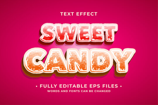 colorful candy text effect 100% editable. Eps vector image