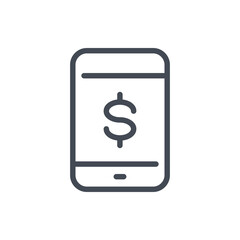 Obraz premium Mobile payment line icon. Mobile phone with dollar vector outline sign.