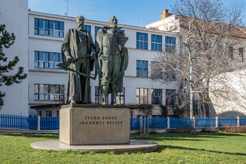 Statues of Tycho Brahe and Johannes Kepler in Prague, Czech Republic