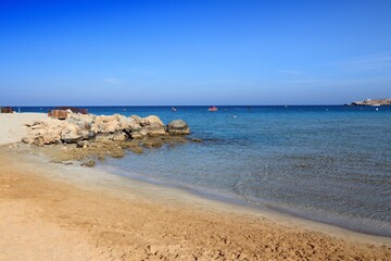 Fototapeta na wymiar Sandy beach in Cyprus - Konnos Beach