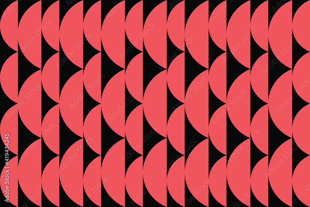 Wall mural seamless abstract background made with circles. modern, playful, dynamic vector art in red color.