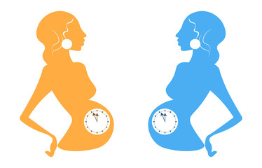 pregnant woman blue and pink silhouette