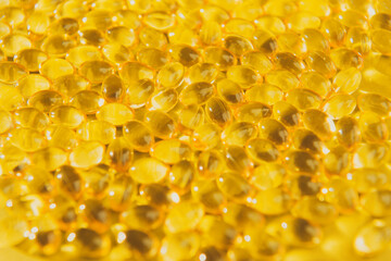 collagen capsules or omega 3 vitamins fish oil close up