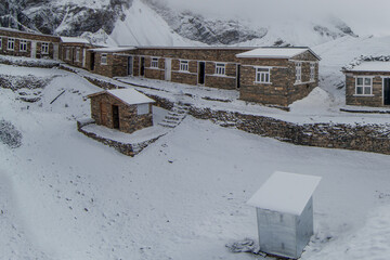 Thorong La pass base camp in Nepal