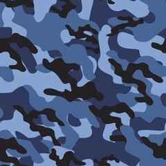 blue military camouflage vector seamless print
