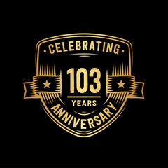 103 years anniversary celebration shield design template. Vector and illustration.
