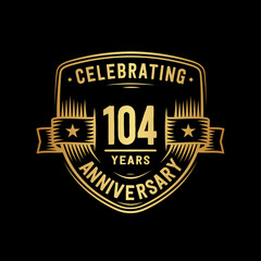 104 years anniversary celebration shield design template. Vector and illustration.
